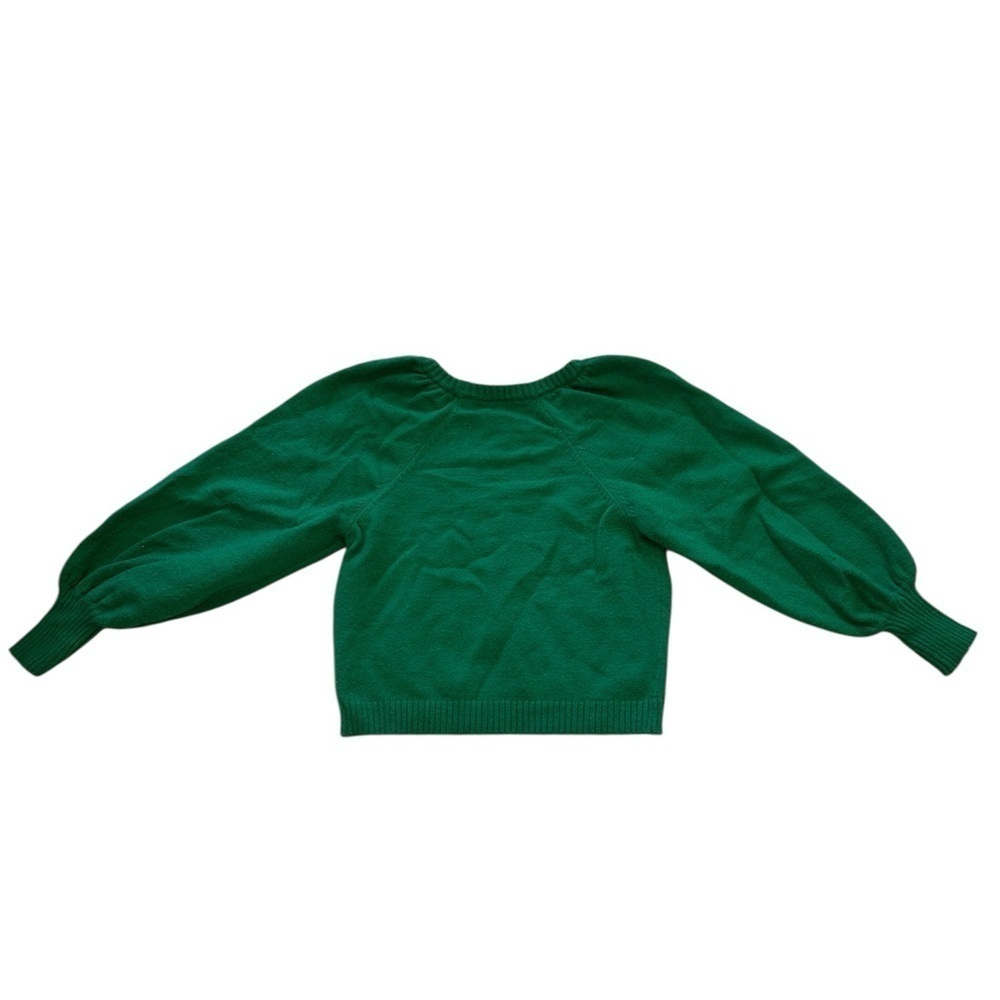 Women’s Green Knit Sweater Puff Sleeves TU